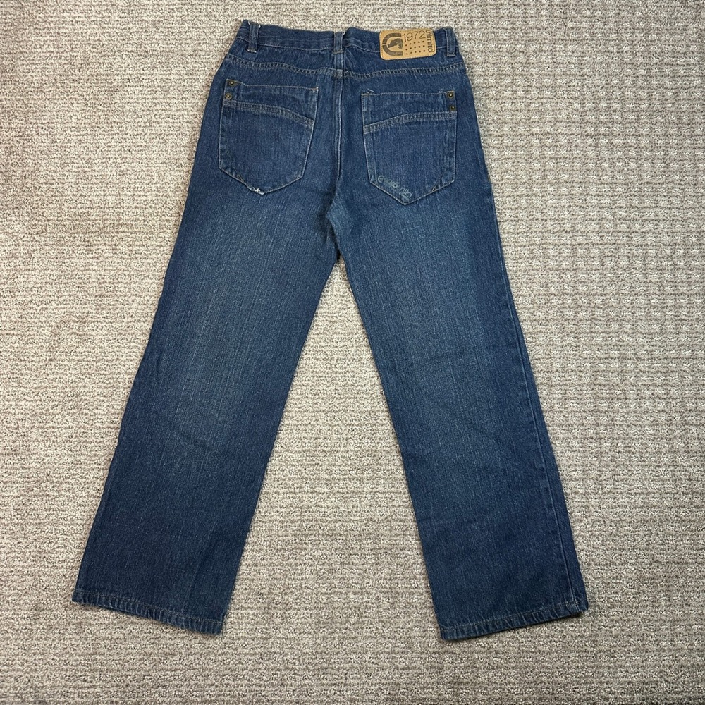 Ecko Unltd Boys Baggy Blue Denim Jeans Size 14 Y2K Streetwear Rhino Logo 1972